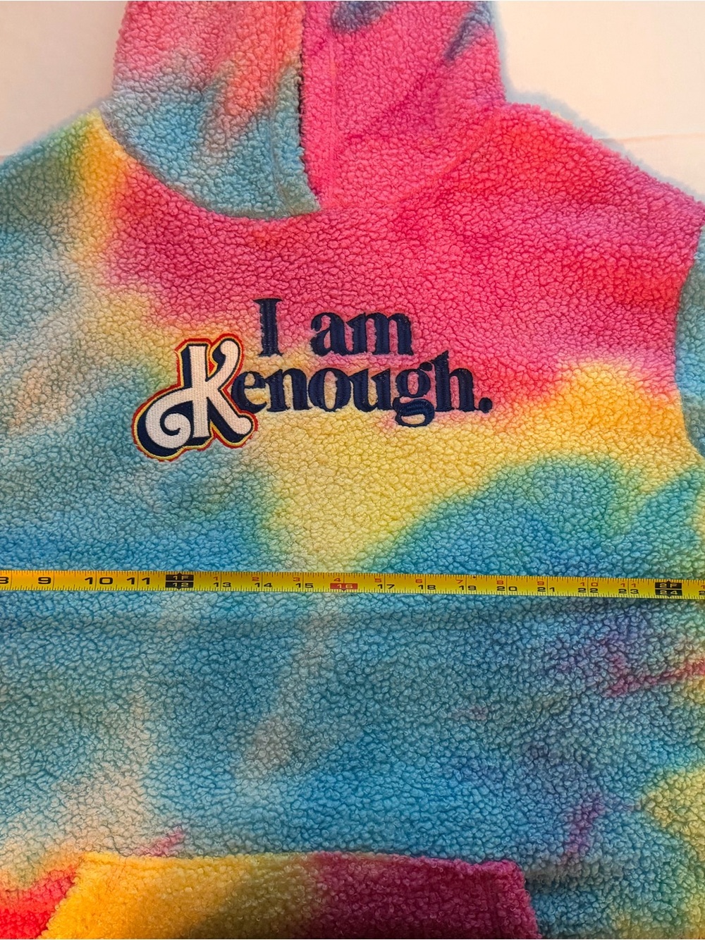 Barbie Rainbow Tie-Dye Sherpa Hoodie in Pink, Blue, Yellow